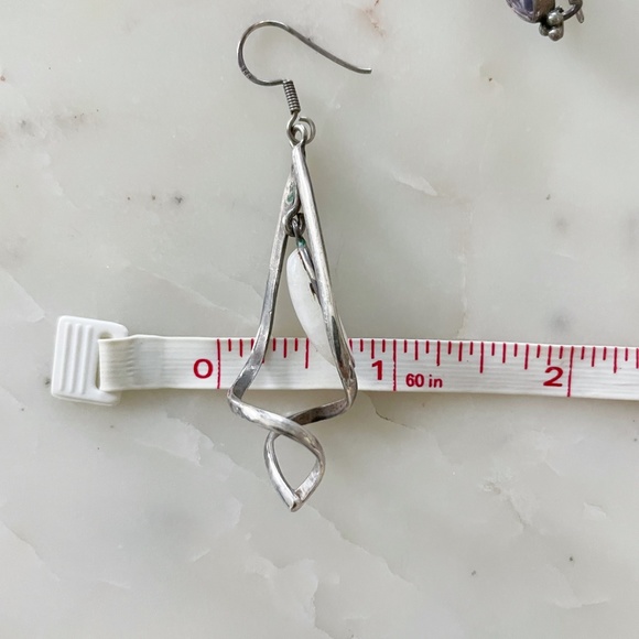 Moonstone Sterling Silver Dangle Drop Twirly Earrings - Picture 6 of 11